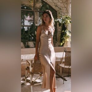 la lune bias slip dress - gold La Lune Bias Slip (Blue Smoke) FOR SALE main image 0